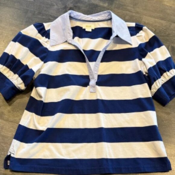 Maive by Anthropologie Striped Navy and White Polo - Picture 1 of 3